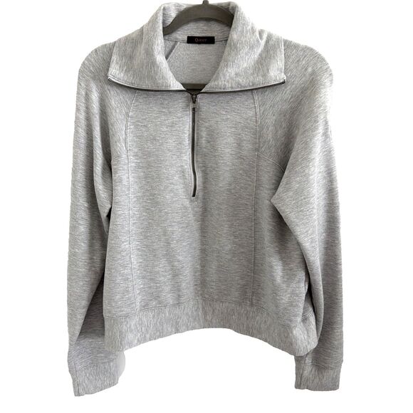 Quince Tops - Quince M Supersoft Fleece Half Zip Heather Gray Long Sleeve Pullover Lighthouse
